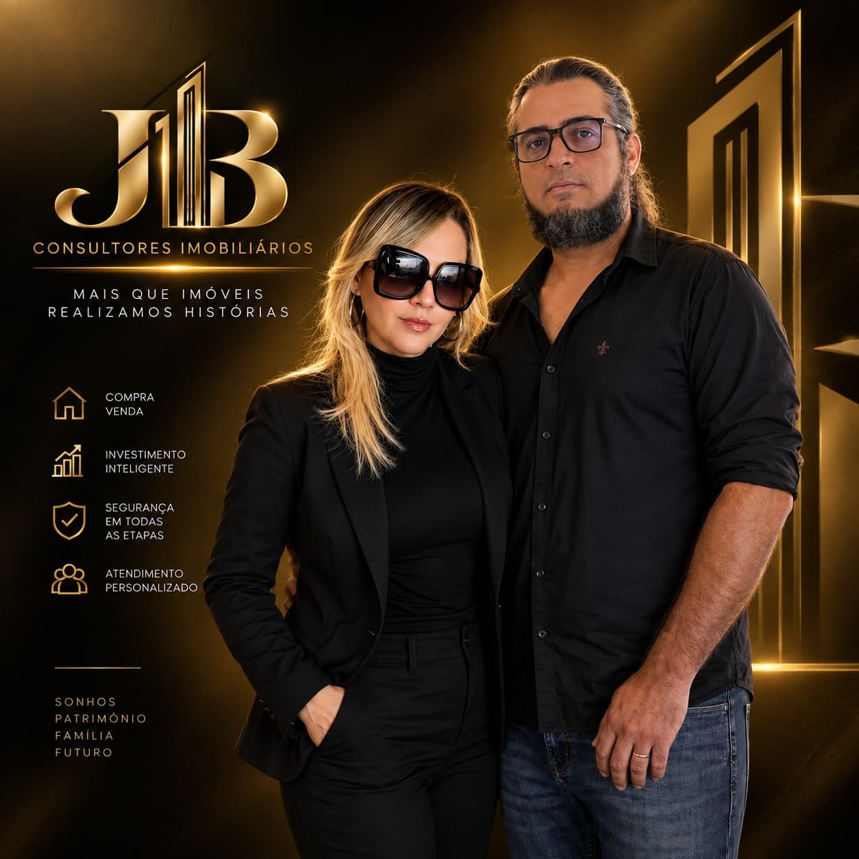 Jonathan Frutuoso e Bárbara Rangel, consultores da J&B Consultores Imobiliários